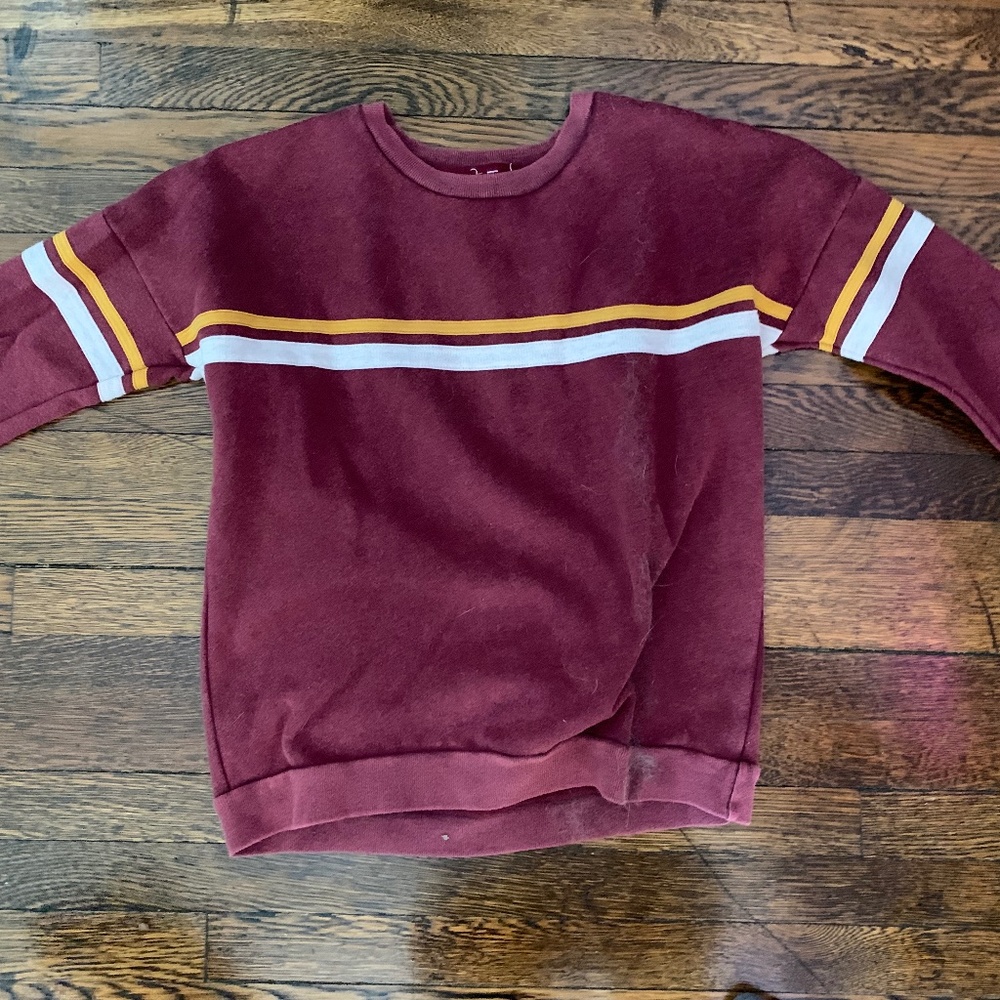 Hem and Thread Crewneck Fleece Stripe Sweatshirt - Women's Large